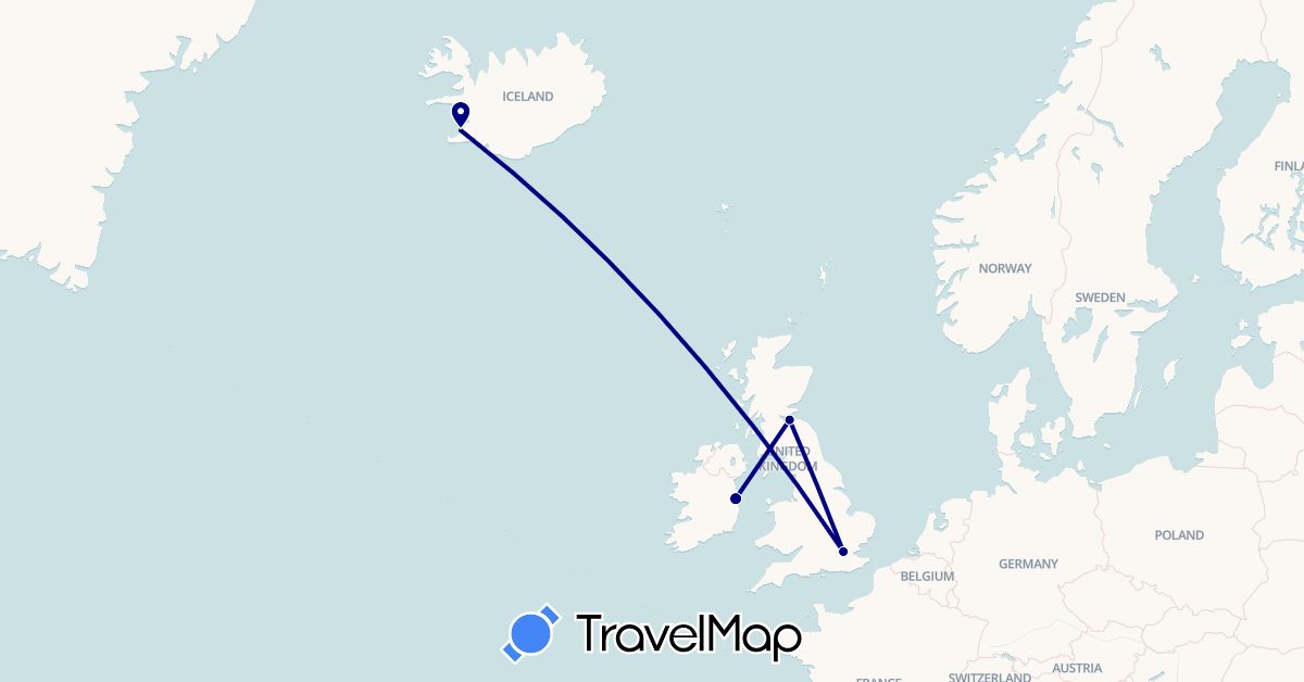 TravelMap itinerary: driving in United Kingdom, Ireland, Iceland (Europe)